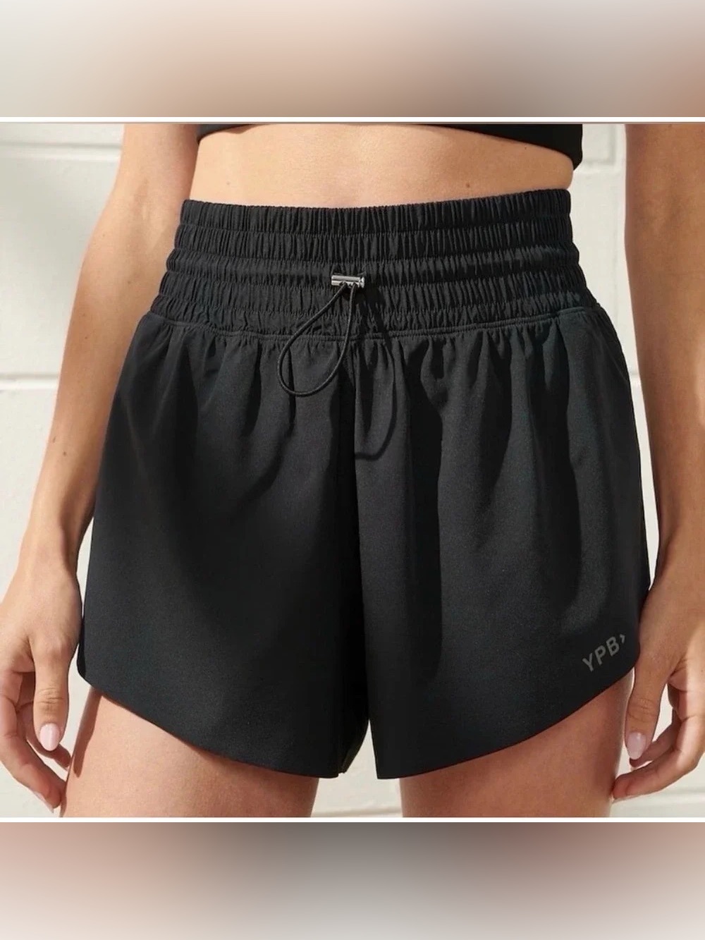YPB motionTEK High Rise Lined Running Short Black 3” athletic performance